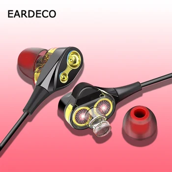 EARDECO Dual Ratai Telefonas Inear Ausinės Mobiliojo Ausinės Bass Stereo Ausinės Su Mikrofonu Ausinės, Ausinių, Skirtų 