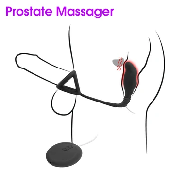 Erotinis Silikono Šildymo Butt Plug Prostatos Massager Vibrator Cockring Analinis Kaištis Žiedas, skirtas Varpos Stimuliatorius Suaugusiųjų Sekso Žaislais Vyrams