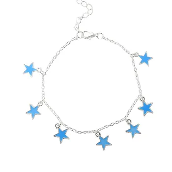 Europos ir Amerikos paplūdimys vėjo mėlyna penkiakampė žvaigždė kutas kulkšnies grandinės šviesos žvaigždė apyrankę kulkšnies apyrankę ornamentu