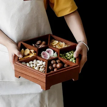 Europos kūrybos medžio masyvo saldainių dėžutė su dangteliu sausų vaisių užkandžių dėžutė namų mediniai riešutai, melionai laikymo dėžutė vestuvių dovaną, maisto dėklas