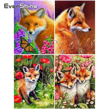 EverShine 5D Diamond Tapyba Visą Gręžimo Aikštėje Fox Kryželiu Diamond Siuvinėjimo Pardavimo Gyvūnų Cirkonio Meno Sienų Apdaila