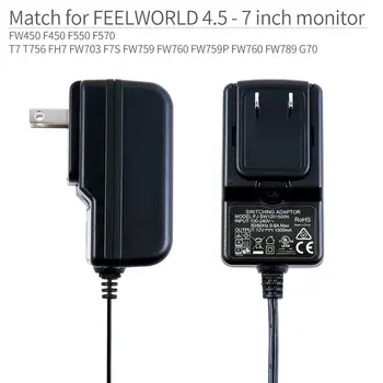 Feelworld DC 12V 1.5 A impulsinis Maitinimo šaltinis Namuose, Maitinimo Adapteris, skirtas 100V 240V AC 50/60Hz už Feelworld F570 T7 T756 FW759 FW759P