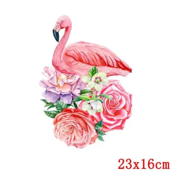 Flamingo Gėlė Pleistrai Pervežimas Thermique Vetement Drabužių, Lipdukų Svetimas Dalykų Appliques Drabužių Mergina Dviratininkas Pleistras