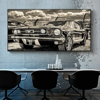 Ford Mustang Klasikinių Automobilių Retro Drobė Paveikslų, Senovinių Prabangių Automobilių Plakatas ir Spausdinimo Sienos Menas Nuotraukas Gyvenimo Namų Puošybai