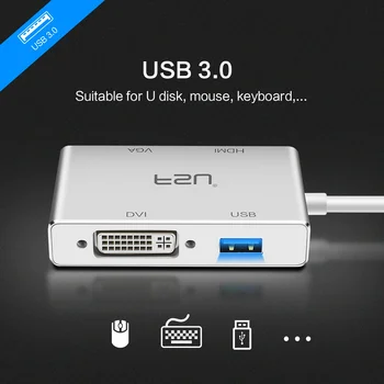 FSU 4 in 1, USB, C HDMI suderinamus c Tipo HDMI-1080p, suderinamas Adapteris VGA USB3.0 Audio Video Converter CENTRU Planšetinį kompiuterį Nešiojamąjį kompiuterį