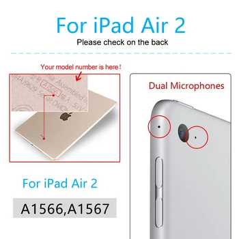Funda Apple iPad Oro m., 2 Kartos, 9.7 A1566 A1567 Tablet Atveju Stovėti Apversti Auto Smart Cover 