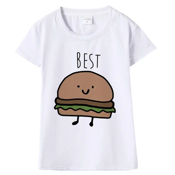 Geriausias Draugas Atitikimo T-Shirt Moterims, Greito Maisto Tee Marškinėliai Femme vatos Pagaliukai Tees Derliaus Marškinėlius Tee Dovana