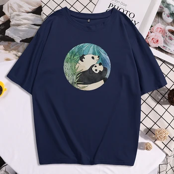 Giant Panda, Turinti Kūdikį Spausdinti Moterų Marškinėlius Mados Kvėpuojantis Trumpomis Rankovėmis Aukštos Kokybės Sportinius Marškinėlius, Vasaros Minkštas Moterų Tshirts