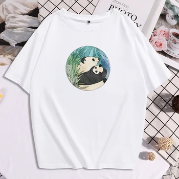 Giant Panda, Turinti Kūdikį Spausdinti Moterų Marškinėlius Mados Kvėpuojantis Trumpomis Rankovėmis Aukštos Kokybės Sportinius Marškinėlius, Vasaros Minkštas Moterų Tshirts