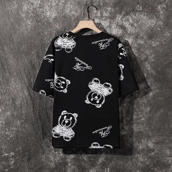 GlacialWhale vyriški marškinėliai Vyrams 2021 Hip-Hop Juoda Grafiti Topai marškinėliai Japonijos Streetwear Harajuku Negabaritinių Marškinėliai Už Mens