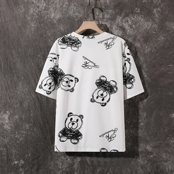 GlacialWhale vyriški marškinėliai Vyrams 2021 Hip-Hop Juoda Grafiti Topai marškinėliai Japonijos Streetwear Harajuku Negabaritinių Marškinėliai Už Mens