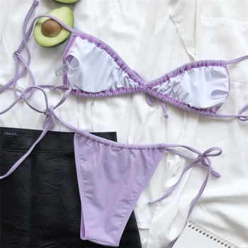 GNIM Seksualus Kietas Raišteliu Thong Bikini Komplektas 2021 M. Vasaros maudymosi Kostiumėliai Moterims, 2 vnt Tvarstis Brazilijos maudymosi kostiumėlį Moteris Apynasrio Biquini