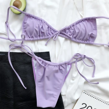 GNIM Seksualus Kietas Raišteliu Thong Bikini Komplektas 2021 M. Vasaros maudymosi Kostiumėliai Moterims, 2 vnt Tvarstis Brazilijos maudymosi kostiumėlį Moteris Apynasrio Biquini