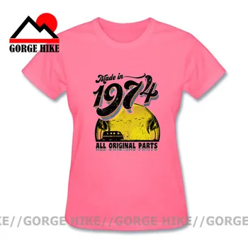GorgeHike Derliaus 1974 T-Shirt Mergina T-Shirt Camiseta Viršuje Tee Juokingi Marškinėliai Medvilnės moterų Marškinėlius Pagaminti 1974 metais Marškinėliai Moteris Marškinėlius
