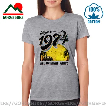 GorgeHike Derliaus 1974 T-Shirt Mergina T-Shirt Camiseta Viršuje Tee Juokingi Marškinėliai Medvilnės moterų Marškinėlius Pagaminti 1974 metais Marškinėliai Moteris Marškinėlius