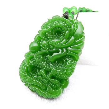 Green Jade Dragon Pakabukas Karoliai Žavesio Globėjas Pakabukas
