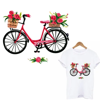 Gėlių Aplikacijos Termo Lipdukai Ant Drabužių Mados Dviratį, Pleistrai Juostelėmis Šilumos Trasnfer Geležies perdavimo Moterims T-shirt 