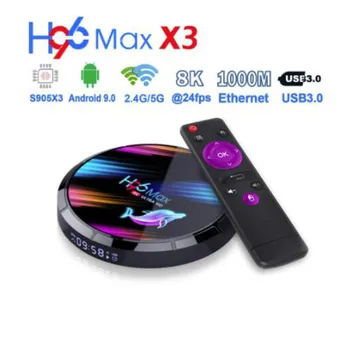 H96 MAX X3 Amlogic S905X3 Smart TVBOX 4GB 128GB 8K, skirta 