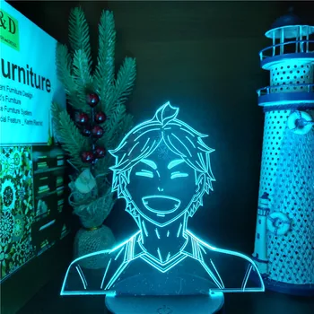 HAIKYUU KAWAII SUGAWARA 3D Iliuzija Led pagrindiniai kištukiniai naktinių lempų lizdai ANIME LEMPA, Spalva Keičiasi Lampara Namų Dekoro