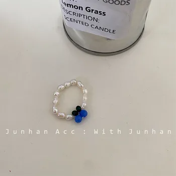 Haiyan soda/Korėja INS temperamento mergina žiedas kolekcijos kaupimas žiedas saldus paprasta pearl spalvos papuošalai