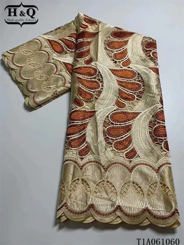 H&Q nigerijos nėrinių audinio 2021 aukštos kokybės afrikos audinio 5 metrų siuvimo suknelė hollow-out dizainas frnech laidą su akmens nėriniai