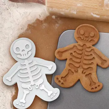 Helovinas Cookie Cutter 3D Plastiko Meduoliai su imbiero priedais Skeletas Sausainių Pelėsių 
