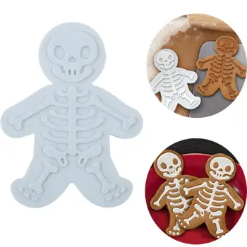 Helovinas Cookie Cutter 3D Plastiko Meduoliai su imbiero priedais Skeletas Sausainių Pelėsių 