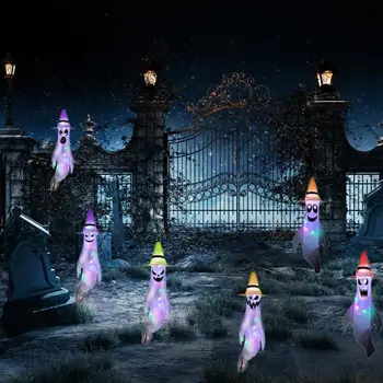 Helovinas Dekoracijas Dvasios Windsock LED Šviesos Kabinti Baisu Vėliavos Šalių Rekvizitai Dėl Terasos Veja Sodai Helovinas Dekoras