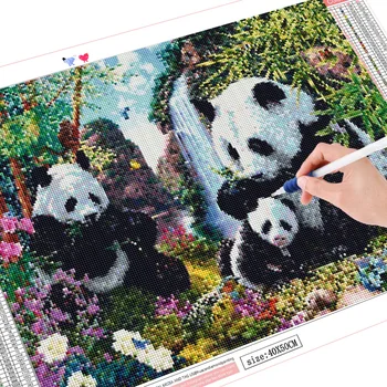 HUACAN kvadratiniu Diamond Gręžimo, Dažymo Panda kalnų krištolas Rinkinio Pardavimo 5D Diamond Siuvinėjimo Gyvūnų Kryželiu Namų Puošybai