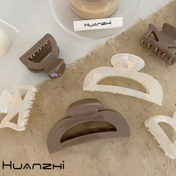 HUANZHI 2020 Naujų korėjos Minimalistinio Acetatas Akrilo Plaukų Geometrinis Ovalo formos Stačiakampis, Plaukų Segtukas, Plaukų Aksesuarai Moterims