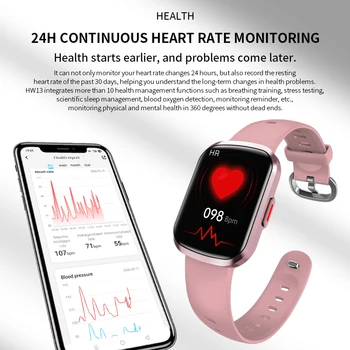 HW13 Smart Žiūrėti Karšto Pardavimo Širdies ritmo Monitorius Skambučių Priminimas Fitness Tracker Visą Ekraną Pedometer Smartwatch veikia sportas