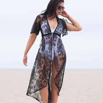 Ilgai Nėriniai Moterų Paplūdimio Suknelė Bikini Padengti Iki Maudymosi kostiumai Seksualus Paplūdimio Cover Up Suknelė Moterims Padengti-iki Bikinio Plaukti Kostiumas Padengti Iki