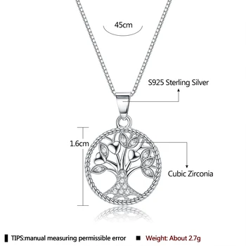 INALIS 925 Sterlingas Sidabro Moterų Karoliai Gyvybės Medžio Formos Pakabukas Karoliai Taikos Meilės Moterų Fine Jewelry Motinos Diena Dovana