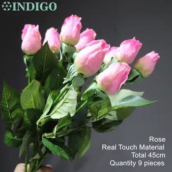 INDIGO - 9pcs/Daug Rožinės spalvos Rožių Nekilnojamojo Touch Rožės Pumpuras Dekoratyvinės Gėlės, Dirbtinių Gėlių Vestuvių Gėlių Šalies Atveju kreminė