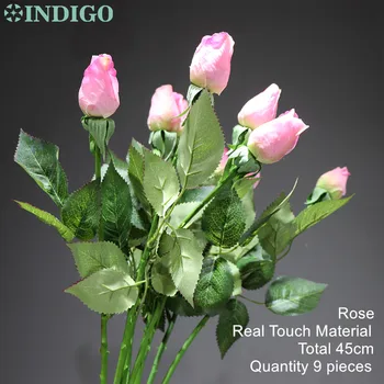 INDIGO - 9pcs/Daug Rožinės spalvos Rožių Nekilnojamojo Touch Rožės Pumpuras Dekoratyvinės Gėlės, Dirbtinių Gėlių Vestuvių Gėlių Šalies Atveju kreminė