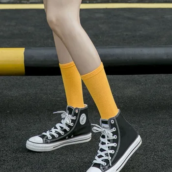 Interneto įžymybė populiarus karšto stiliaus Japonų ir korėjiečių vidurinės mokyklos mergaičių aukštos kojinės prarasti gryna spalva dvigubos adatos, mezgimo medvilnės
