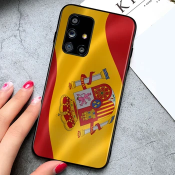 Ispanija ispanijos vėliava Samsung Galaxy A91 A81 A71 A72 A51 A52 UW A41 A42 A32 A21 A31 A12 A02S A11 Juoda Telefono dėklas