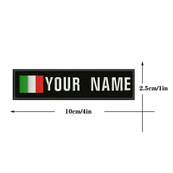 Italijos vėliavos Italija 10X2.5cm Siuvinėjimo Užsakymą Pavadinimas Tekstas Pleistro Juostelės ženklelis Geležies Arba Velcro Pagrindo Lopai Drabužiai