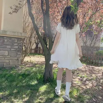 Japonijos lolita dress minkštas mergina vasaros trumparankoviai cute girl vaiskiai balta didelis iškirpte lengvas ir minkštas nightdress šalis suknelė