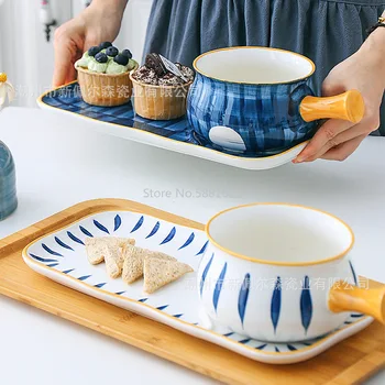 Japonijos pusryčiai plokštė kūrybos vieno asmens maisto keramikos plokštės namų desertas dubenį vakarų plokštė, stalo įrankiai rinkinys