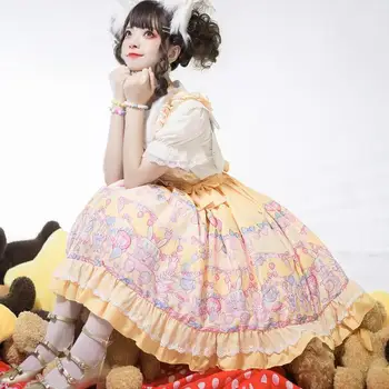 Japonijos Saldus Kawaii Jsk Lolita Triušis Saldi Arbata Šalis Vasaros Suknelė Be Rankovių Lankas Nėrinių Princess Arbatėlė Suknelės