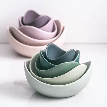 Japonijos Spalva Sukrauti Lotus Keramikos Dubuo Nustatyti Kūrybos Vaisių Dėklas Paprastas Zen Dekoro Laikymo Vaisių Salotos Vakarienė Plokštės Patiekalų Rinkiniai