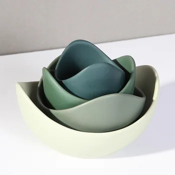 Japonijos Spalva Sukrauti Lotus Keramikos Dubuo Nustatyti Kūrybos Vaisių Dėklas Paprastas Zen Dekoro Laikymo Vaisių Salotos Vakarienė Plokštės Patiekalų Rinkiniai