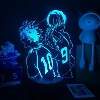 Japonų Anime Haikyuu!! 3D LED Lempos Shoyo Hinata Ir Tobio Kageyama Paveikslas Dovana Led Naktį, Šviesos, Vaikams, Vaiku, Miegamojo Puošimas