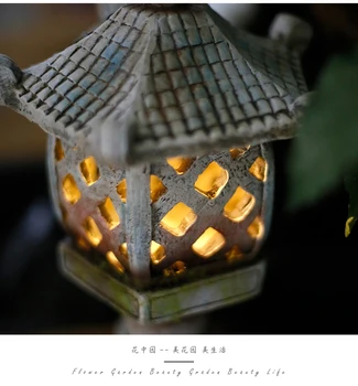 Japonų stiliaus kiemas Dervos lempos dirbtinio akmens, saulės žibinto apdaila villa garden balkonas išplanavimas kraštovaizdžio šviesos