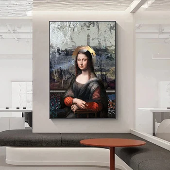 Juokinga Mona Lisa Drobės Tapybos Kūrybinės Sienos Meno Šiuolaikinės Pop Plakatą, Vidaus Namų Apdailos Freskos(Be Rėmelio)