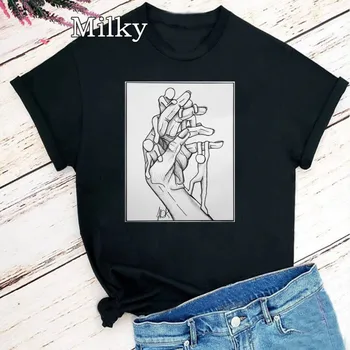 Juokinga, Print T Marškinėliai ir Šortai Grunge Estetinės Meno Vertus Grafinis T-shirt Negabaritinių Marškinėlius Tees Drabužius korėja kpop marškinėliai moterims