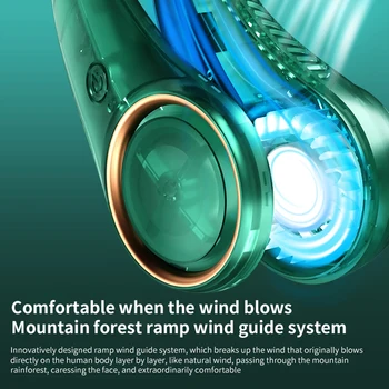 Kabo ant Kaklo Mažas Ventiliatorius, Nešiojamas Mini Lauko Išjungti USB Įkrovimo Trijų Greičio Režimą Leafless Gamtos Vėjo 360° Erdvinis Ventiliatorius