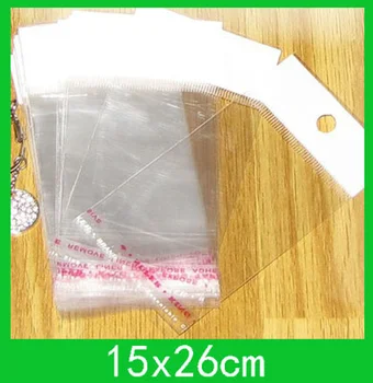 Kabo skylė poli pakavimo krepšiai (15x26cm) su lipni sandarinimo opp bag /poli didmeninė 500pcs/daug