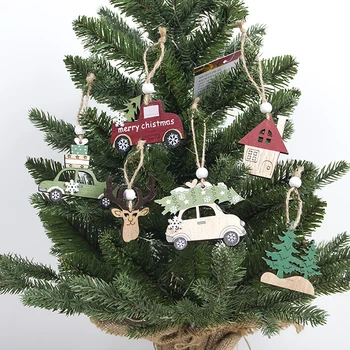 Kalėdų Automobilių Dažytos Medinės Kalėdų Dekoracijas Namams Kalėdų Medžio Dekoro 2020 Navidad Papuošalas Dovanų Naujųjų Metų